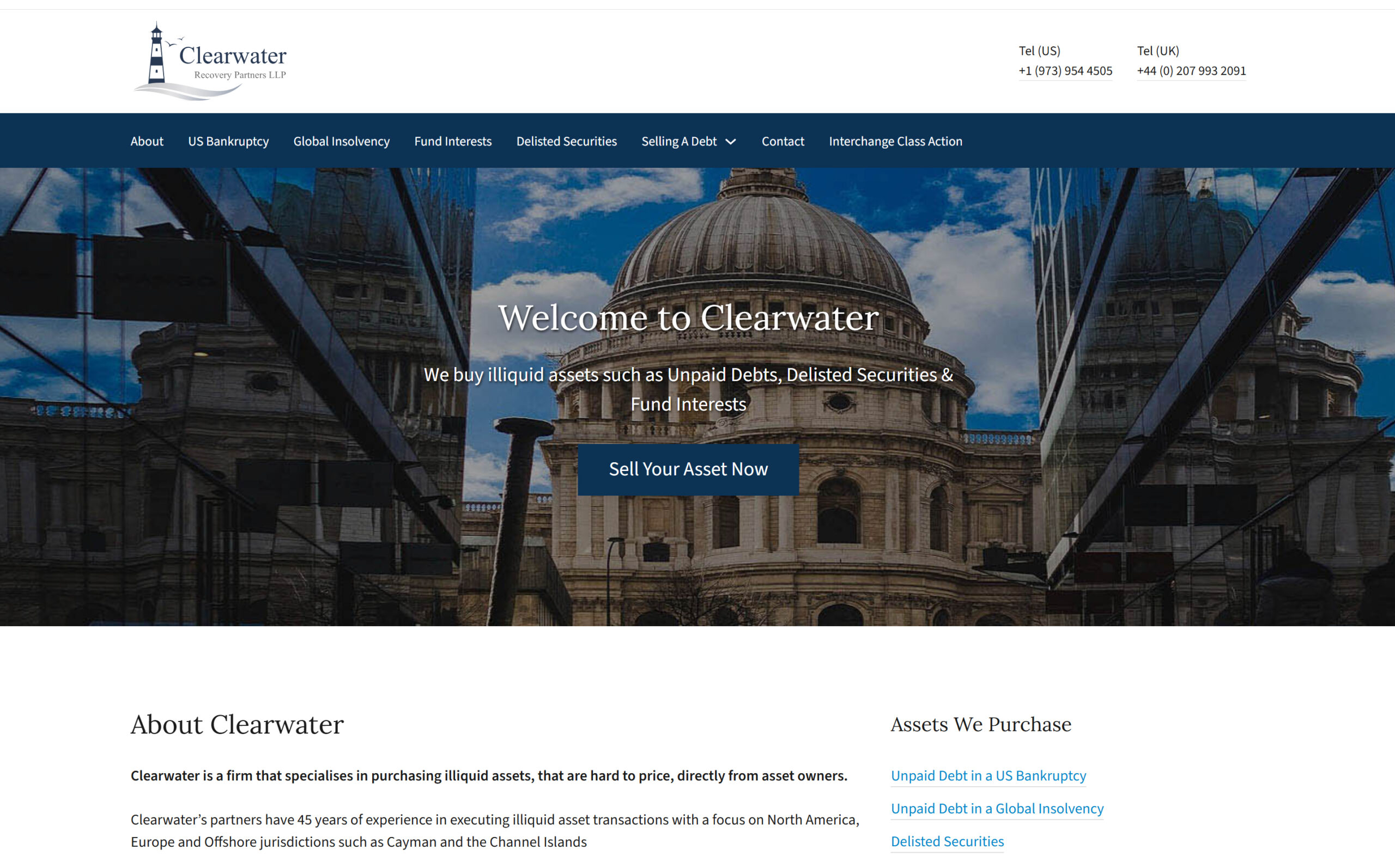 Clearwater Recovery Partners LLP website screenshot